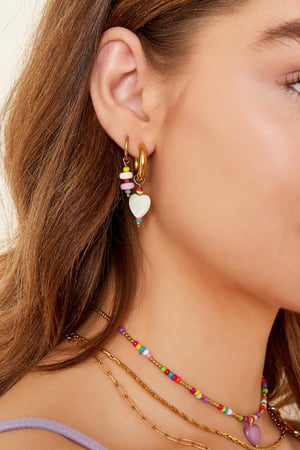 Pendientes corazón con cuentas - colección #summergirls Color dorado Conchas h5 Imagen2